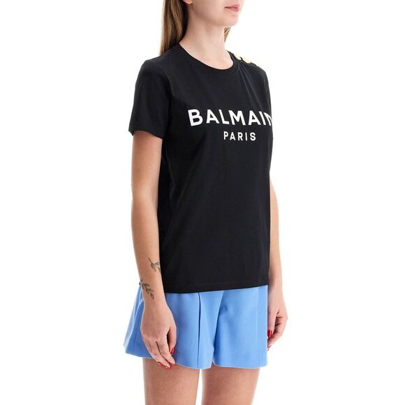 BALMAIN Logo T-Shirt With Buttons - Picture 2 of 4